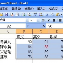 在Excel中，設定不及格的數字自動標註為紅色