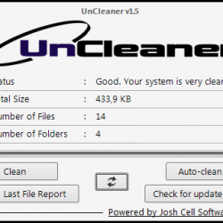 UnCleaner 1.5 – 清除不必要的暫存檔或資料夾