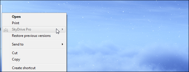 移除右鍵功能表裡的 SkyDrive Pro 選項