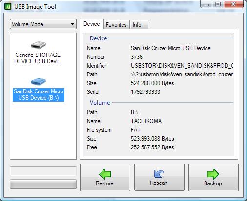 USB Image Tool 1.74 免安裝，USB隨身碟映像檔備份還原工具