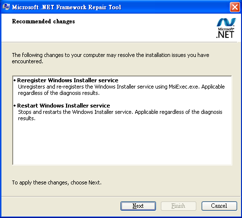 Microsoft .NET Framework Repair Tool 1.2，.NET Framework 的修復工具