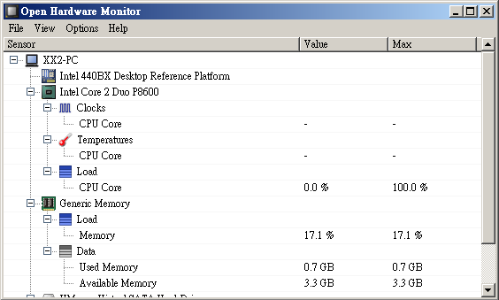 Open Hardware Monitor 0.7.1，電腦CPU溫度檢測軟體